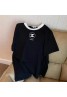 Chanel T-shirt stitching commuter short-sleeved T-shirt high waist high quality
