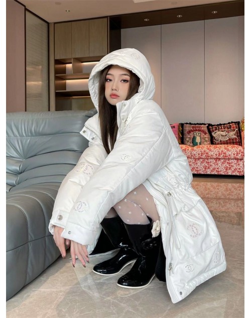 chanel New hooded mid-length jacket for winter warm cotton clothing s-l