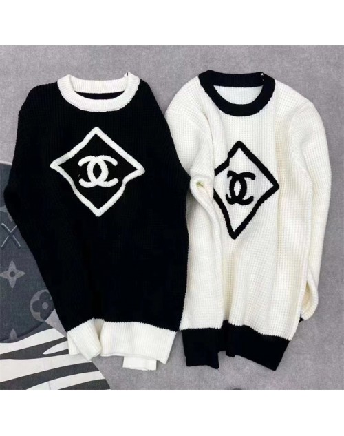 chanel sweater black white fashion sweater s-xl