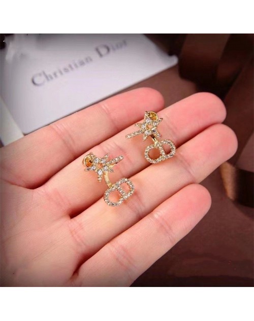 Dior Earrings Star Pattern Glitter Tidal Monogram Birthday Gift