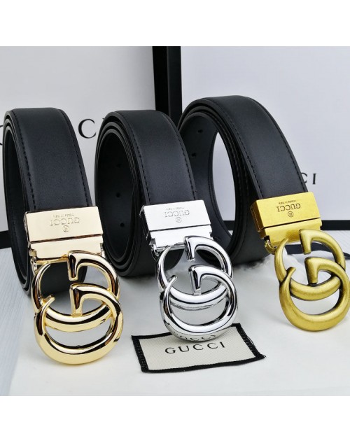 Gucci belt leather belt leather wild smooth buckle G letter buckle 100-125cm