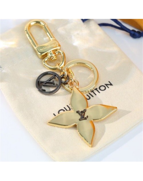 LV new four-leaf clover gold with black keychain and bag chain