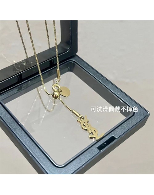YSL necklace fashion necklace luxury logo design 【Can be worn in the bath without fading】