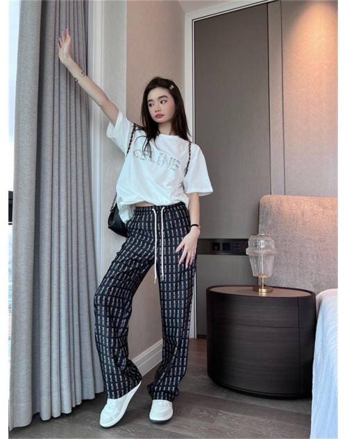 Celine pants full printed logo high-waisted trousers female pants