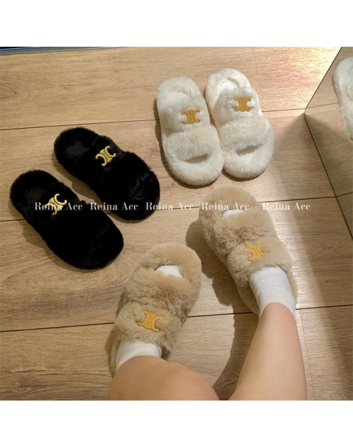 celine slipper Plush cotton towed slipper 35-40