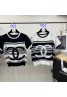 chanel black and white striped striped sweater with large embroidered logo