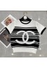 chanel black and white striped striped sweater with large embroidered logo