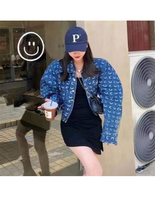 Chanel clothes short denim versatile high waist cropped top