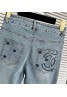 chanel pants embroidered high-stretch denim trousers pencil pants