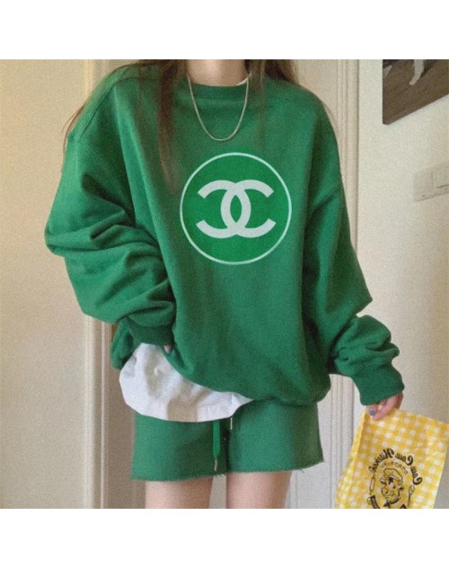 Chanel Printed Sweatshirt Crew Neck Loose Casual Versatile Long Sleeves