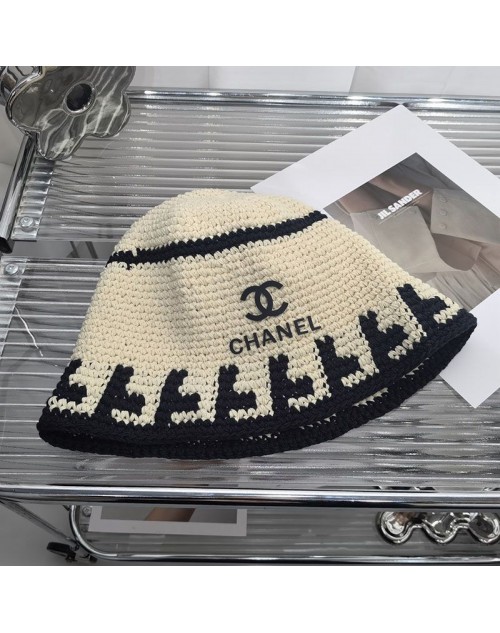 chanel cap Knitted bucket hat women's new temperament bucket hat wool basin