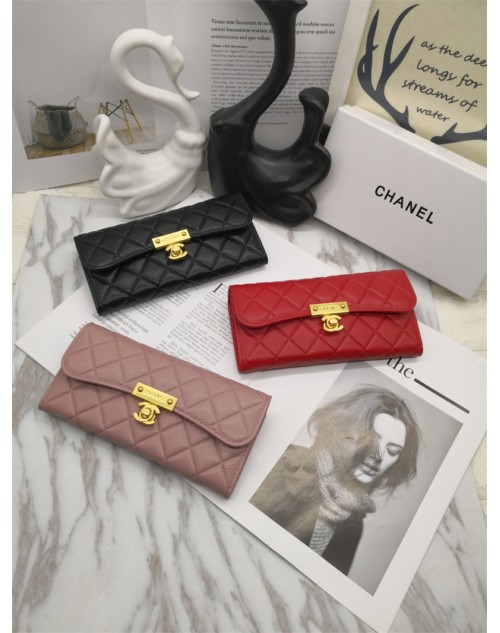 chanel co co original leather long wallet fashion lady girls purse with gift box