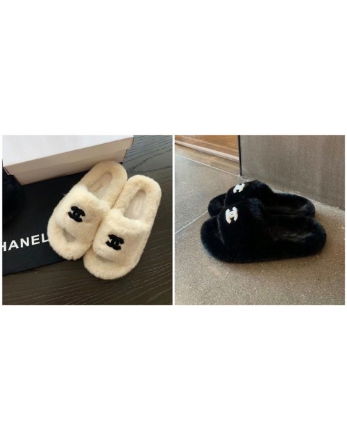 chanel winter slipper