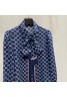 Gucci shirts 2022 new high-end custom letter print ribbon long sleeve shirt 