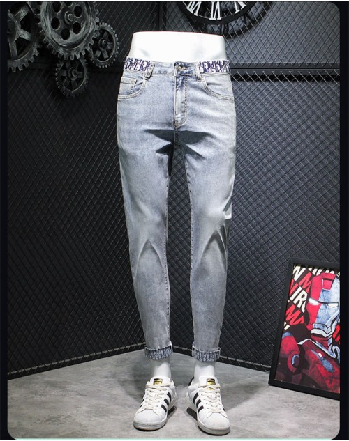Dior men's summer thin light blue jeans