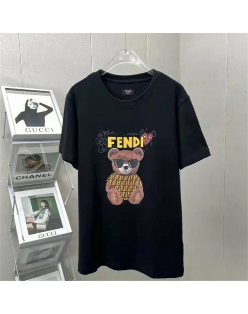 fendi T-shirt bear letter printing short sleeve cotton half sleeve  men women