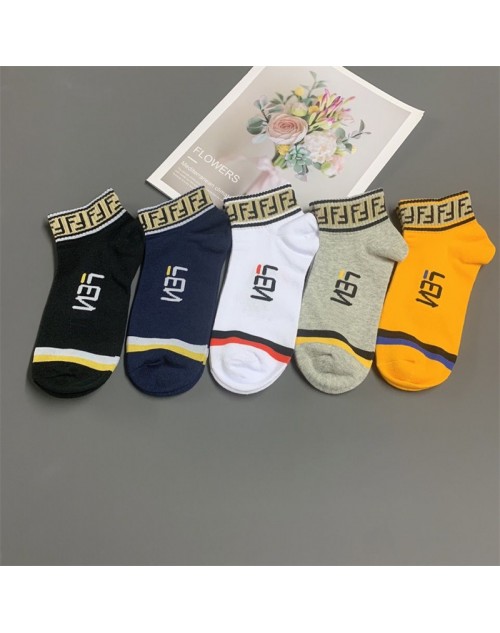 Fendi socks patchwork striped fall socks breathe 5 pairs