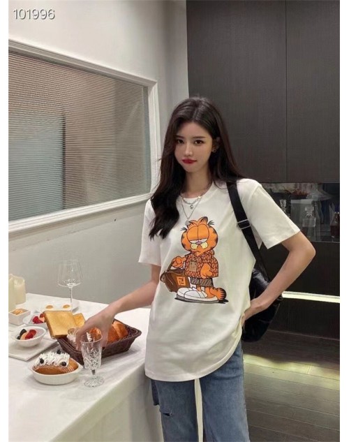 fendi T-shirt garfield cotton male female couples clothes