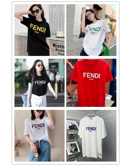 Fendi T-shirt Short Sleeve Brand Casual Tops Unisex