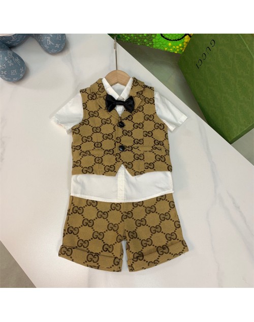 Gucci clothes children's suit shirt waistcoat three-piece set short sleeves short style boys suit