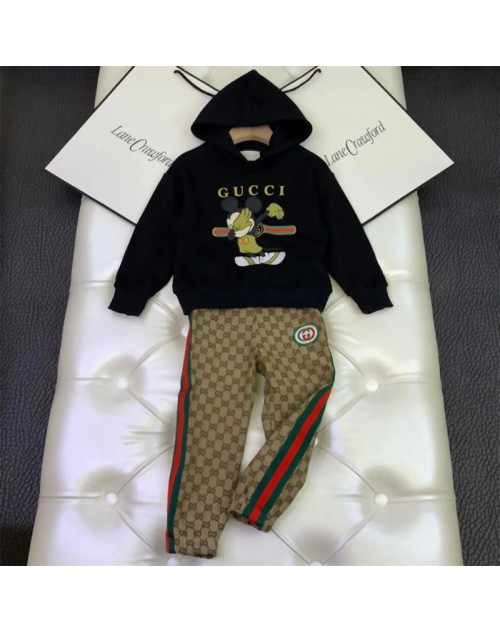Gucci boys and girls baby hooded fleece sweater trousers two-piece set