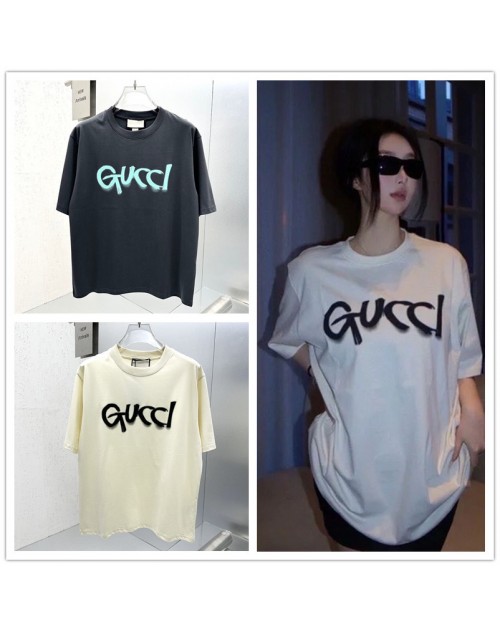 Gucci T-shirt, Short Sleeve, Casual, Round Neck, Fashionable, Summer, Unisex