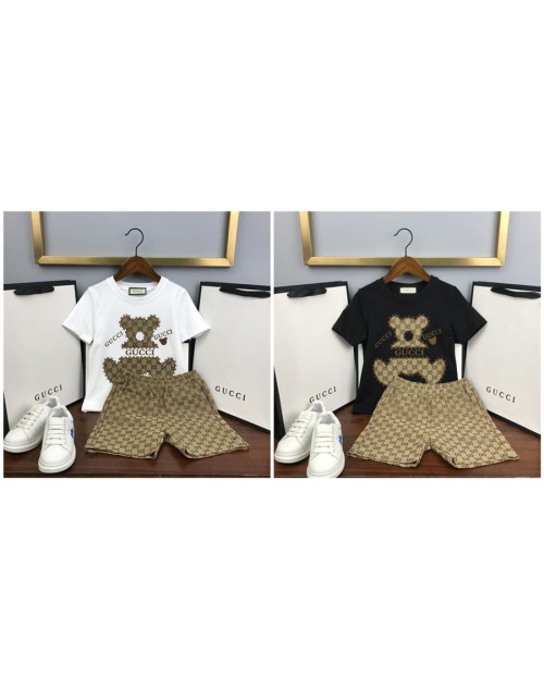 Gucci Children's Clothing Setup Summer Top and Bottom Set Cute Bear Tide