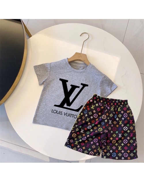 LV T-shirt kids fashion two-piece suit tide clothes 90-160