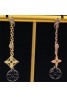 LV earrings new V-letter tri-color diamond round cross tassel earrings for women