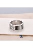 LV ring silver and black striped enamel titanium steel ring