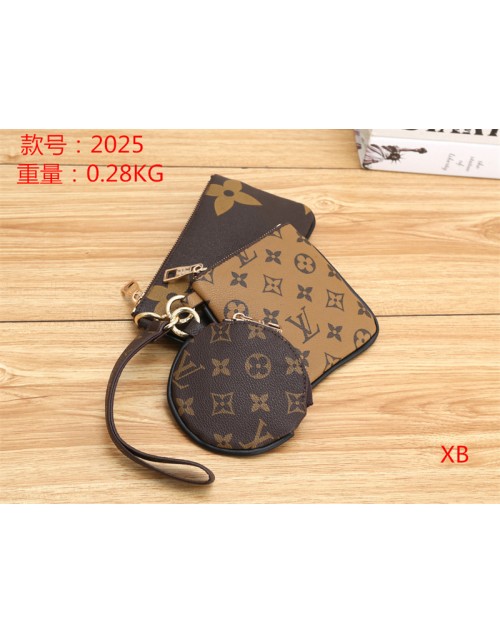 LV wallet fashion designer luxury logo high qaulity purse 3-piece