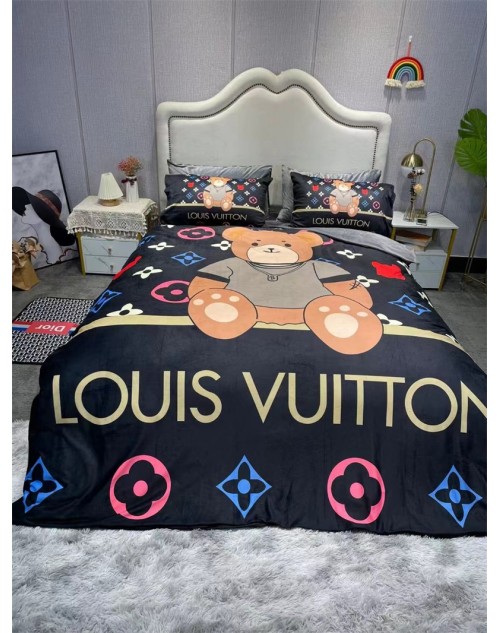 LV gucci chanel ysl fashion designer bed quilt cover four piece bed set