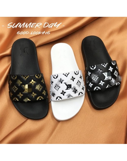 Louis vuitton sandals summer indoor and outdoor fashionable soft bottom cool slippers simple