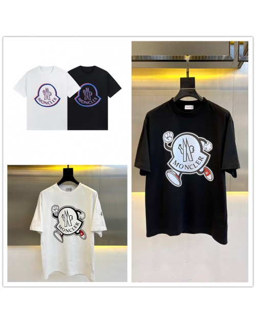 Moncler t-shirt black and white simple monogram popular fashion