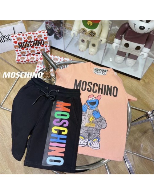 Moschino children's clothing t-shirt pants cute 2-piece set monogram popular
