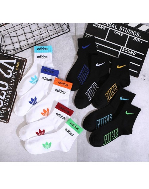 nike adidas Socks men's medium tube wear-resistant breathable socks 5 pairs