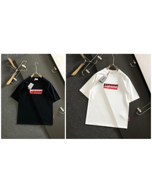 Supreme t-shirt casual black and white short sleeve monogram popular