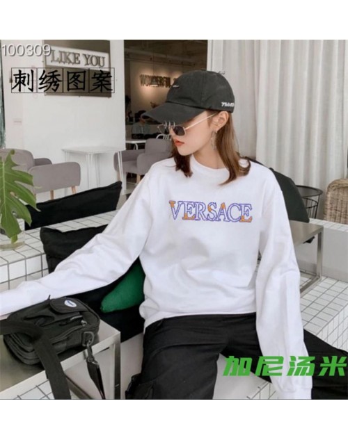 Versace Sweater men and women couples round neck cotton embroidery casual