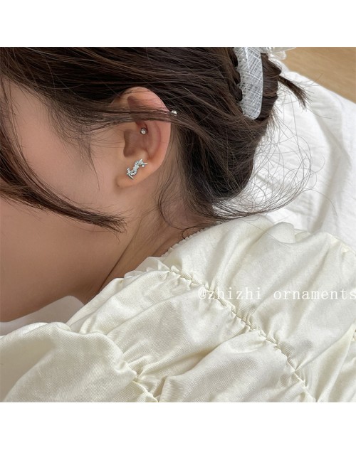 YSL earring gold silver diamond design earring
