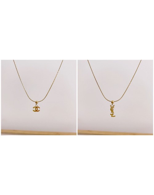 Iv saint Laurent Chanel necklace gold monogram popular gift