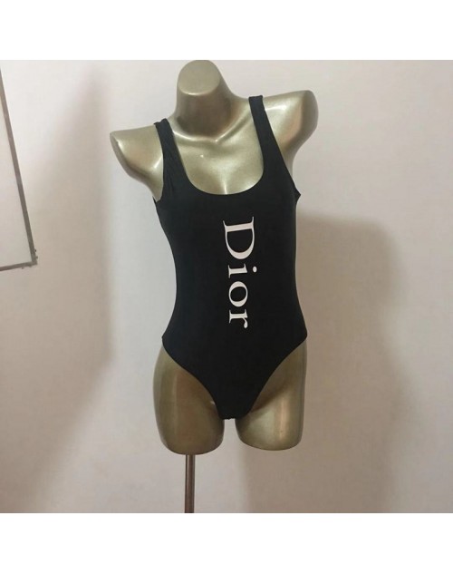 Dior clothes Slingback Triangle Letter Sexy One-Piece Swimsuit