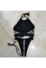 chanel Lace-Up Halter Sexy Split Swimsuit